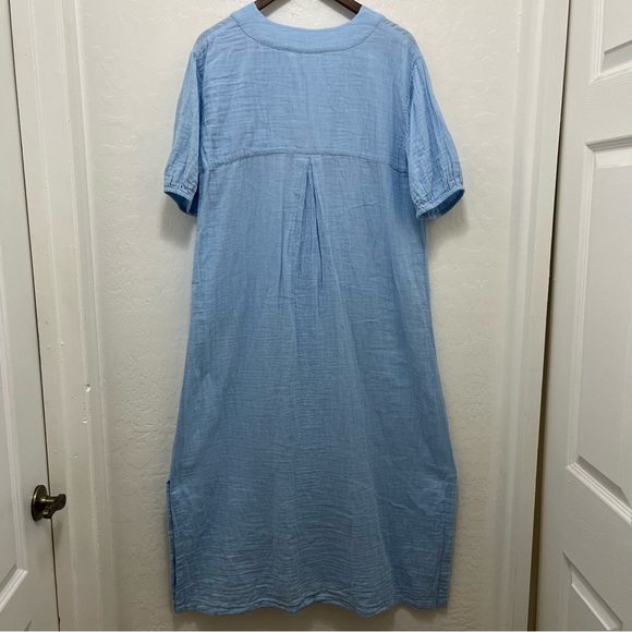 Lake Gauze Caftan Dress in Morning Blue Sz M - Picture 8 of 10
